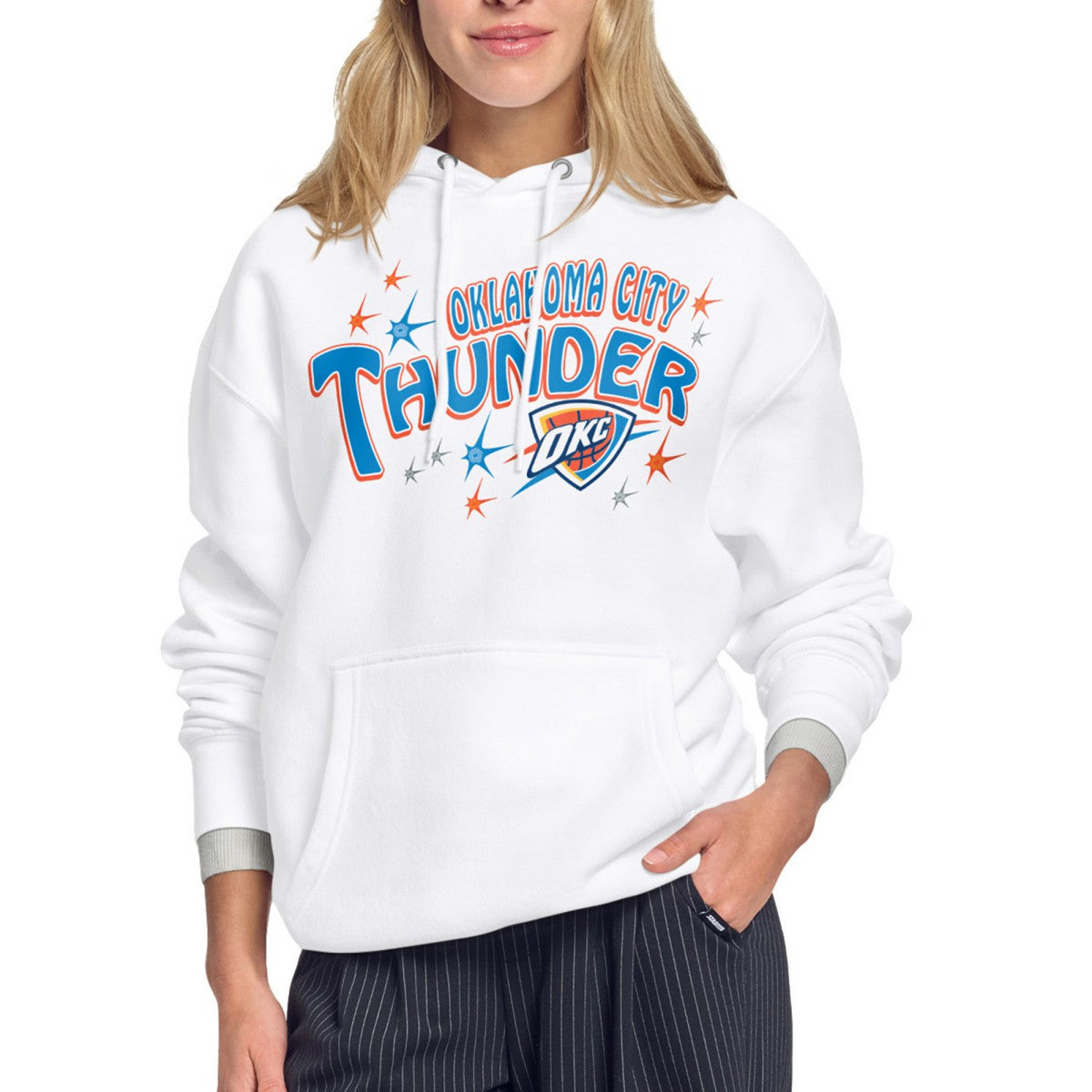 Oklahoma City Thunder Starter Women's Fireworks Fleece Hoodie White