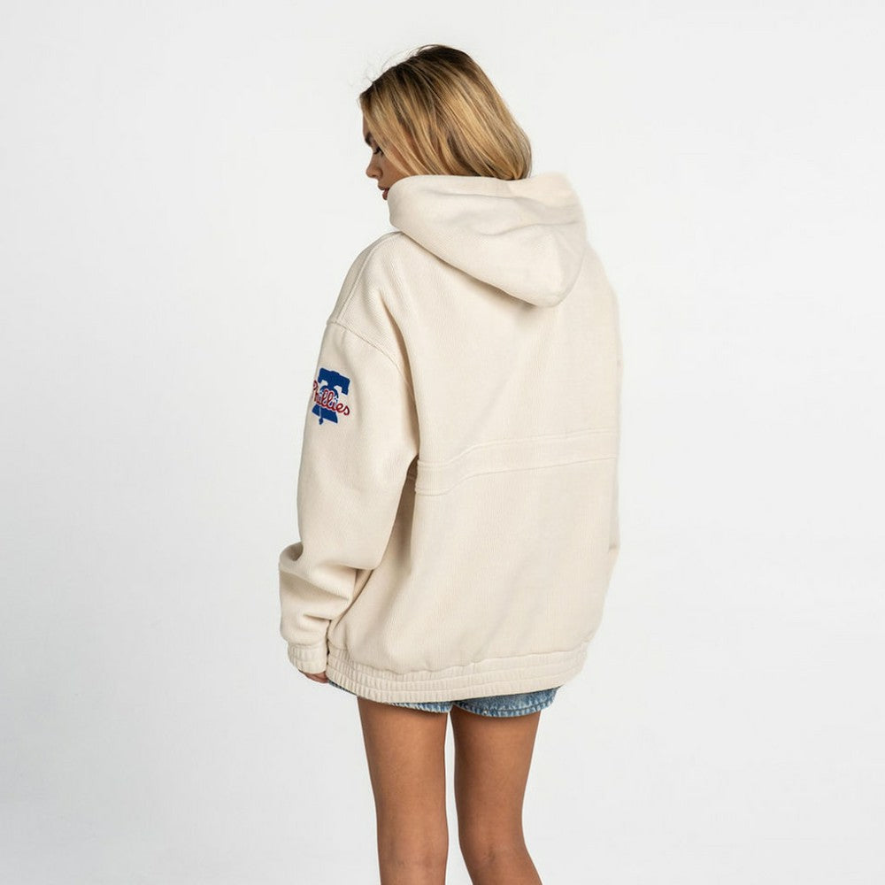 Philadelphia Phillies The Wild Collective Women's Oversized Cord Hoodie - Cream Hoodies