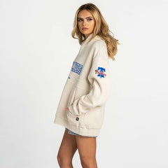Philadelphia Phillies The Wild Collective Women's Oversized Cord Hoodie - Cream Hoodies