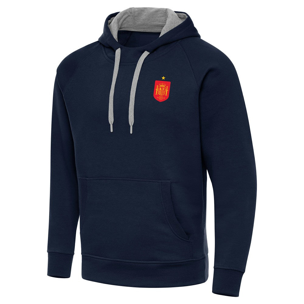 Spain National Team Antigua Takeover Fleece Raglan Hoodie Navy sale