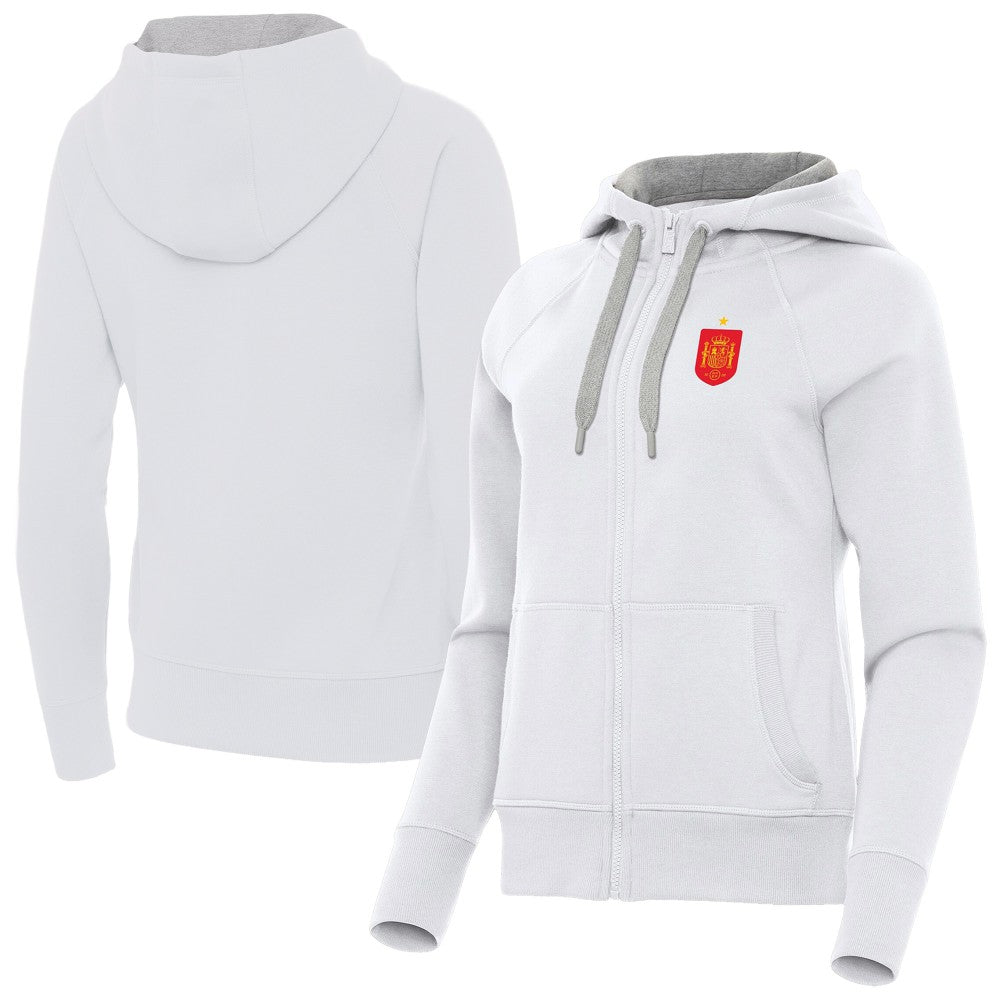 Spain National Team Antigua Women's Takeover Fleece Raglan Full-Zip Hoodie White shop