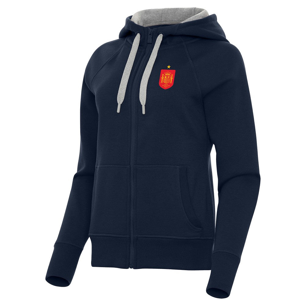 Spain National Team Antigua Women's Takeover Fleece Raglan Full-Zip Hoodie Navy sale