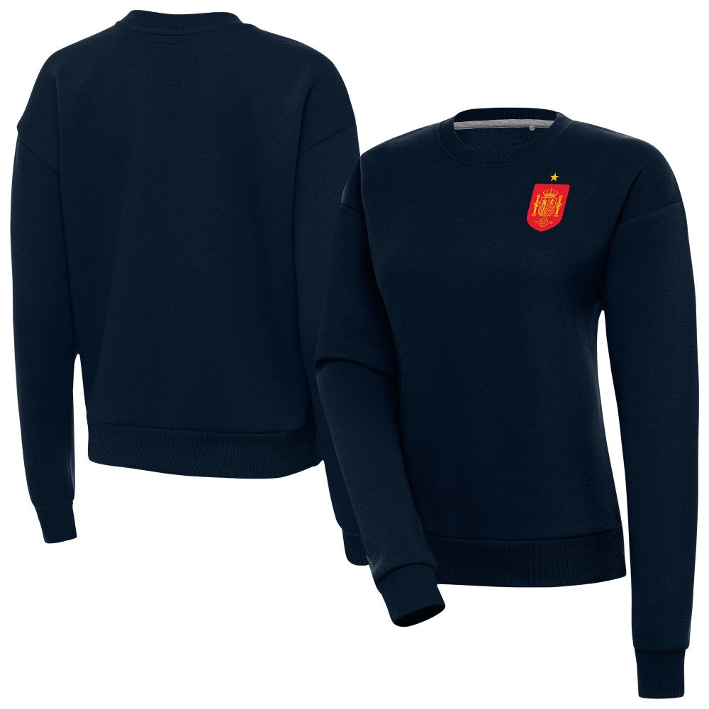 Spain National Team Antigua Women's Takeover Fleece Sweatshirt Navy