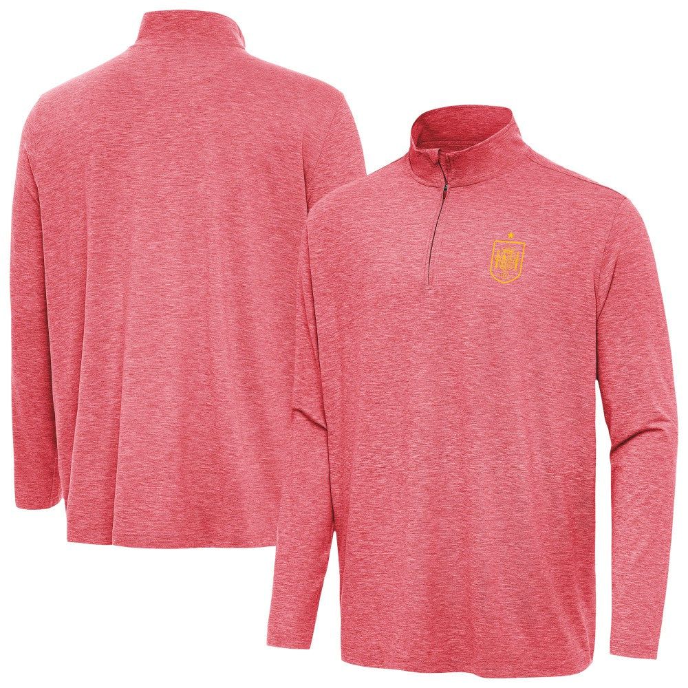 Spain National Team Antigua Masters Quarter-Zip Pullover Heather Red shop