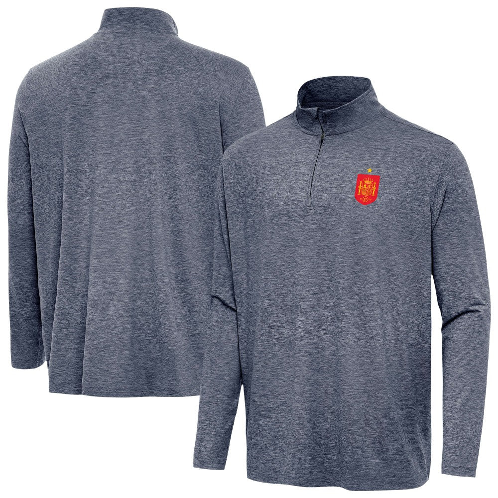 Spain National Team Antigua Masters Quarter-Zip Pullover Heather Navy