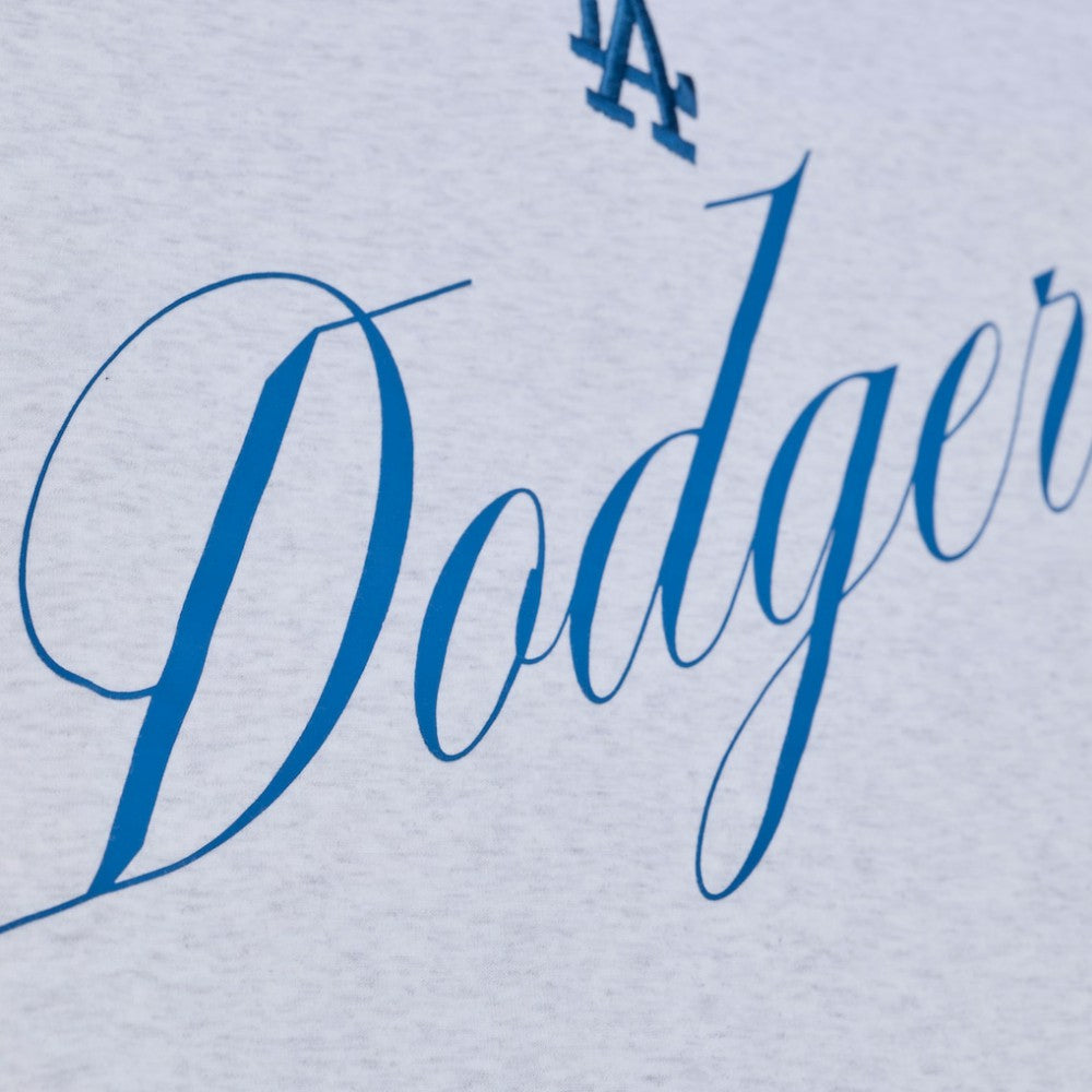 Los Angeles Dodgers Mitchell & Ness Women's Script Cropped Boxy T-Shirt - Heather Gray T-shirts