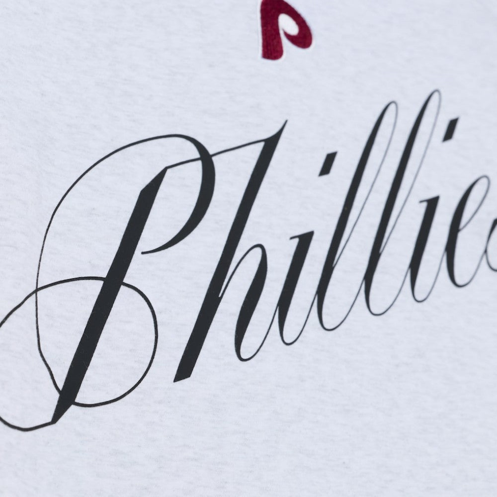 Philadelphia Phillies Mitchell & Ness Women's Script Cropped Boxy T-Shirt - Heather Gray T-shirts