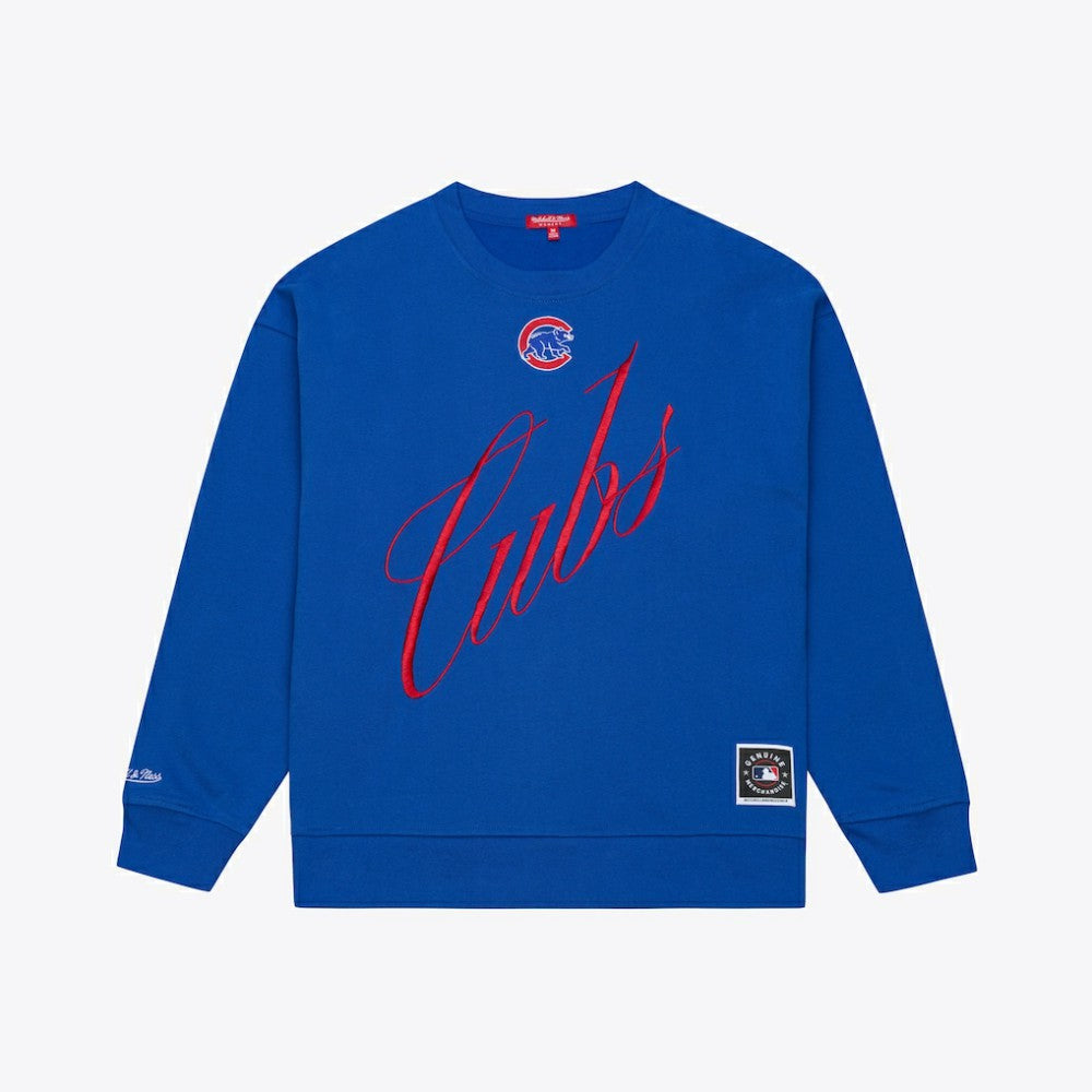 Chicago Cubs Mitchell & Ness Women's Script Sweatshirt - Royal Sweatshirts