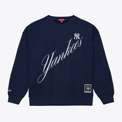 New York Yankees Mitchell & Ness Women's Script Sweatshirt - Navy Sweatshirts