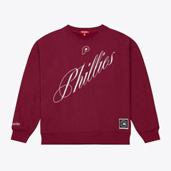 Philadelphia Phillies Mitchell & Ness Women's Script Sweatshirt - Burgundy Sweatshirts