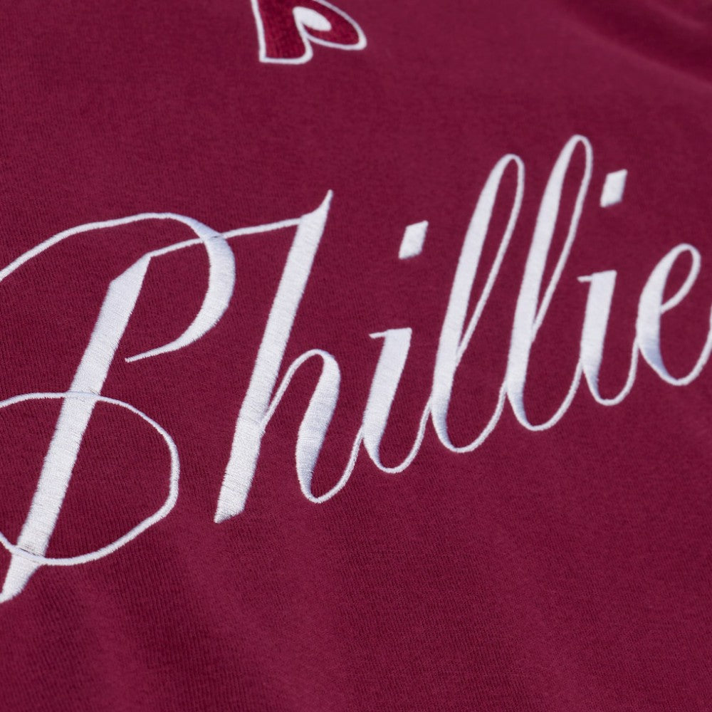Philadelphia Phillies Mitchell & Ness Women's Script Sweatshirt - Burgundy Sweatshirts