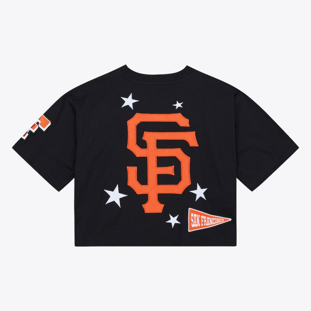 San Francisco Giants Mitchell & Ness Women's Pep Rally Cropped Boxy T-Shirt - Black T-shirts