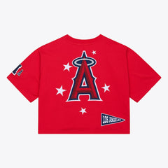 Los Angeles Angels Mitchell & Ness Women's Pep Rally Cropped Boxy T-Shirt - Red T-shirts