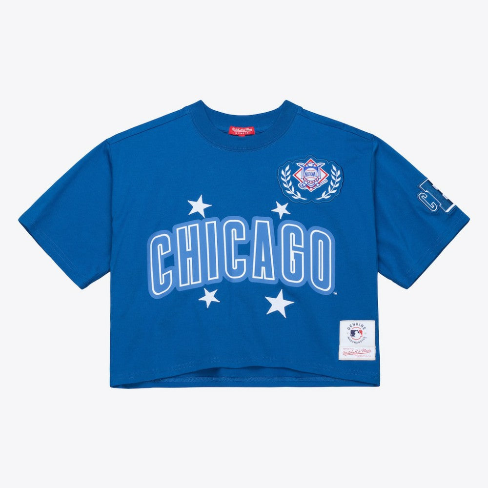 Chicago Cubs Mitchell & Ness Women's Pep Rally Cropped Boxy T-Shirt - Royal T-shirts