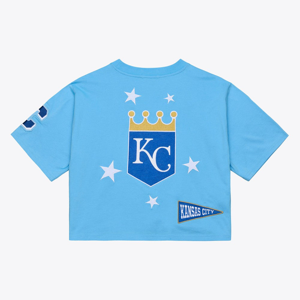 Kansas City Royals Mitchell & Ness Women's Pep Rally Cropped Boxy T-Shirt - Light Blue T-shirts
