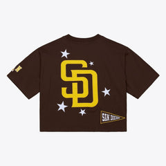 San Diego Padres Mitchell & Ness Women's Pep Rally Cropped Boxy T-Shirt - Brown T-shirts