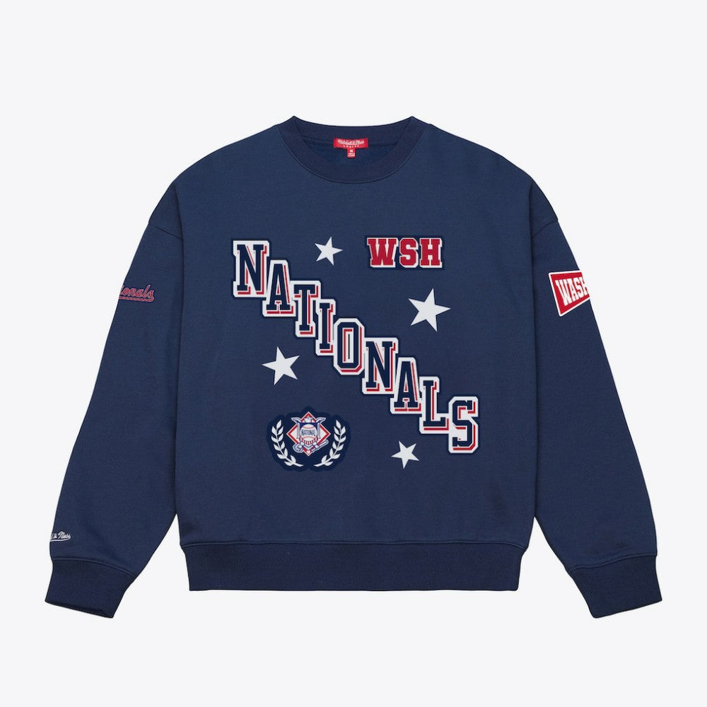 Washington Nationals Mitchell & Ness Women's Pep Rally Sweatshirt - Navy Sweatshirts