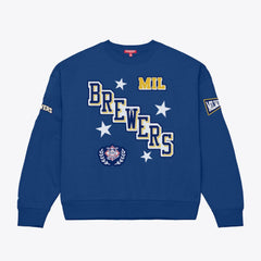 Milwaukee Brewers Mitchell & Ness Women's Pep Rally Sweatshirt - Royal Sweatshirts