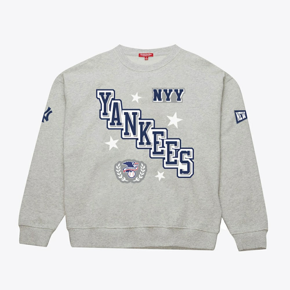 New York Yankees Mitchell & Ness Women's Pep Rally Sweatshirt - Heather Gray Sweatshirts