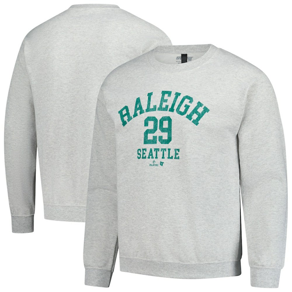 Cal Raleigh MLBPA BreakingT Unisex Player Name & Number Sweatshirt - Heather Gray Sweatshirts