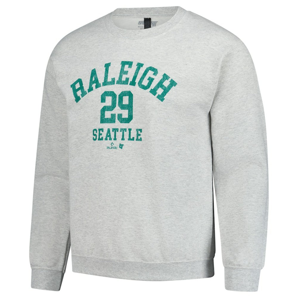 Cal Raleigh MLBPA BreakingT Unisex Player Name & Number Sweatshirt - Heather Gray Sweatshirts