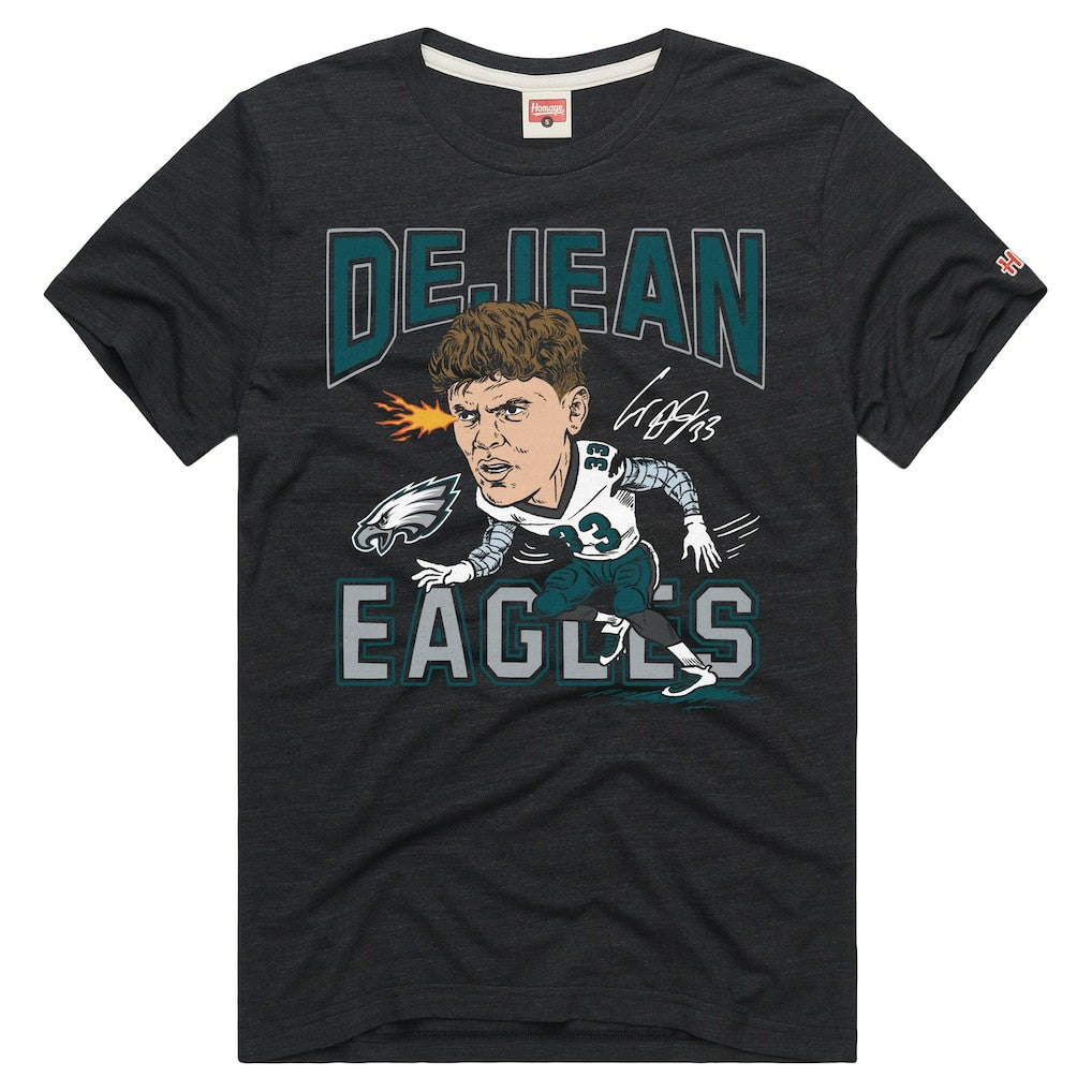 Cooper DeJean Philadelphia Eagles Homage Unisex Caricature Player Graphic Tri-Blend T-Shirt Charcoal