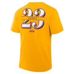 LeBron James Los Angeles Lakers In The Paint Name & Number T-Shirt Gold