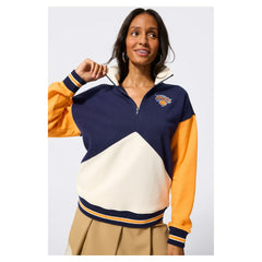 New York Knicks Terez Unisex Colorblock Quarter-Zip Pullover Navy/White