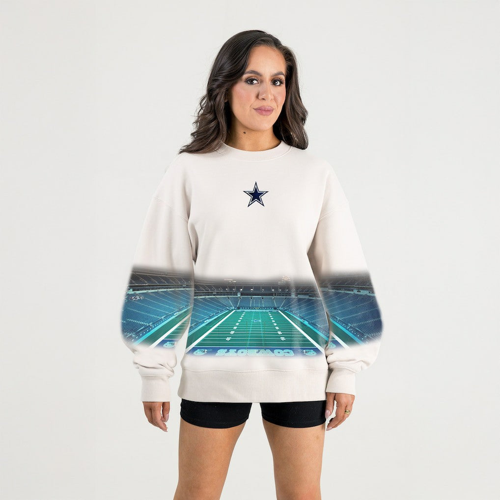 Dallas Cowboys Gameday Couture Women's Power Move Stadium Premium Drop Shoulder Sweatshirt Natural