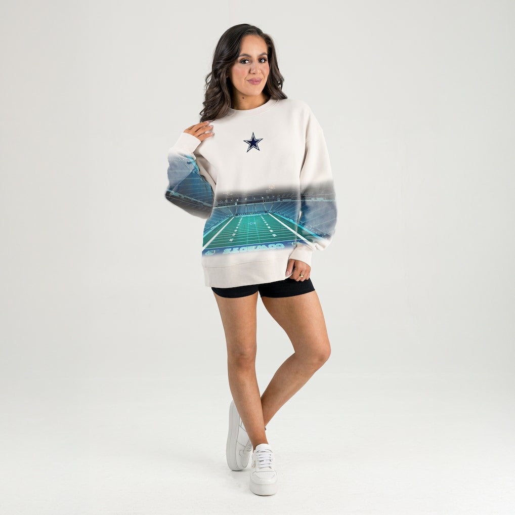 Dallas Cowboys Gameday Couture Women's Power Move Stadium Premium Drop Shoulder Sweatshirt Natural