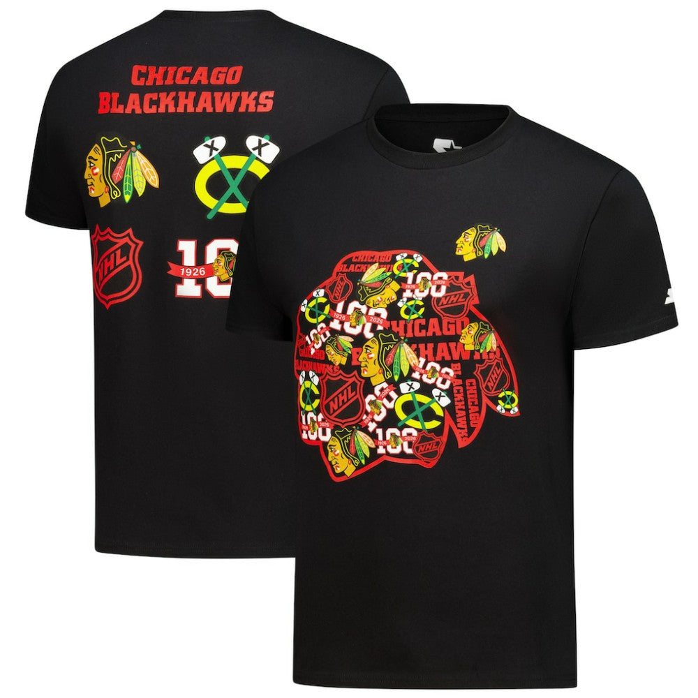 NHL Chicago Blackhawks Starter Logo Collage T-Shirt - Black
