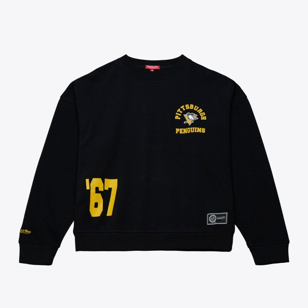 NHL Pittsburgh Penguins Mitchell & Ness Women's Crewneck Sweatshirt - Black