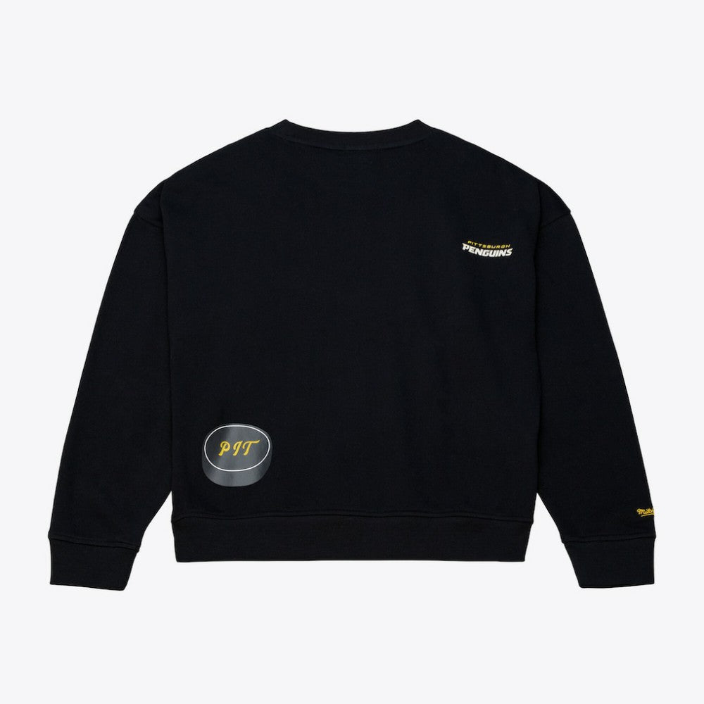 NHL Pittsburgh Penguins Mitchell & Ness Women's Crewneck Sweatshirt - Black