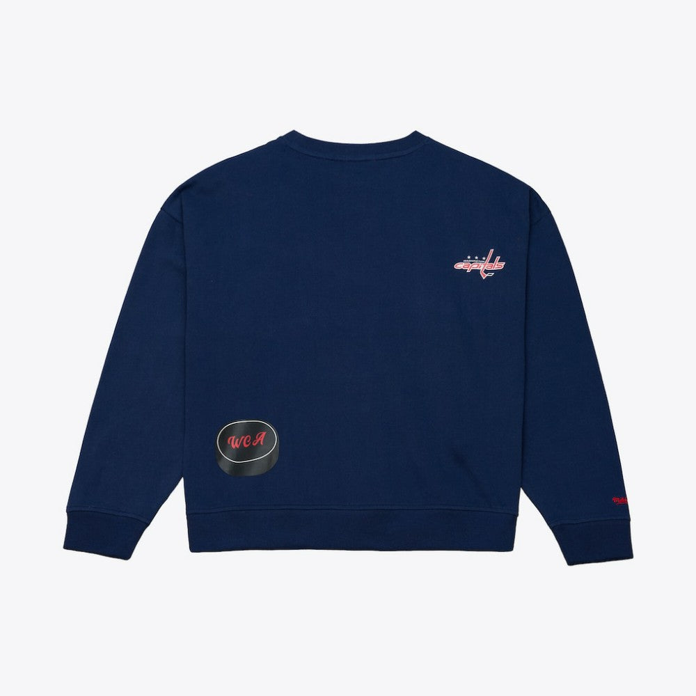 NHL Washington Capitals Mitchell & Ness Women's Crewneck Sweatshirt - Navy