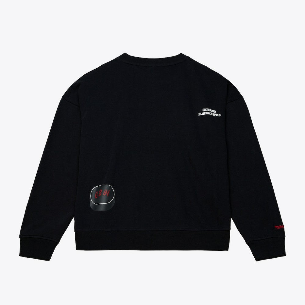 NHL Chicago Blackhawks Mitchell & Ness Women's Crewneck Sweatshirt - Black