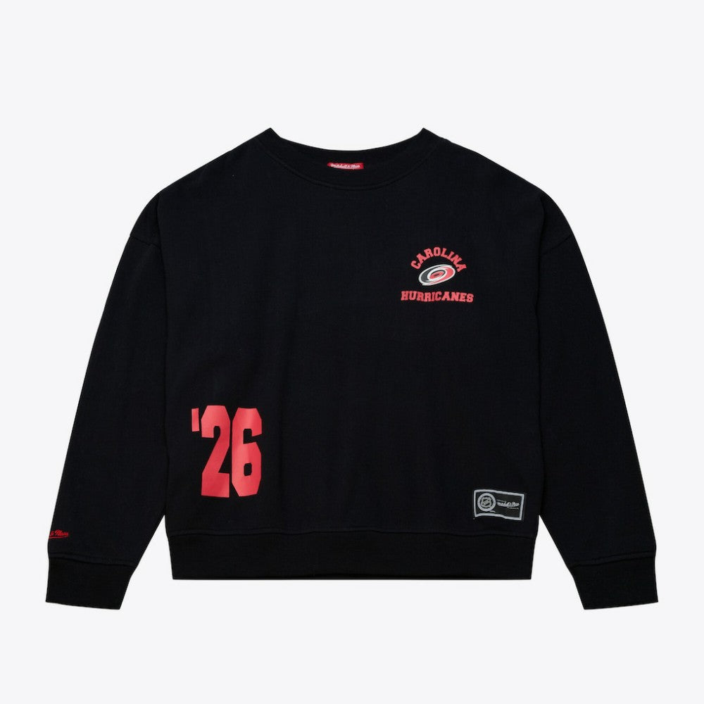 NHL Carolina Hurricanes Mitchell & Ness Women's Crewneck Sweatshirt - Black