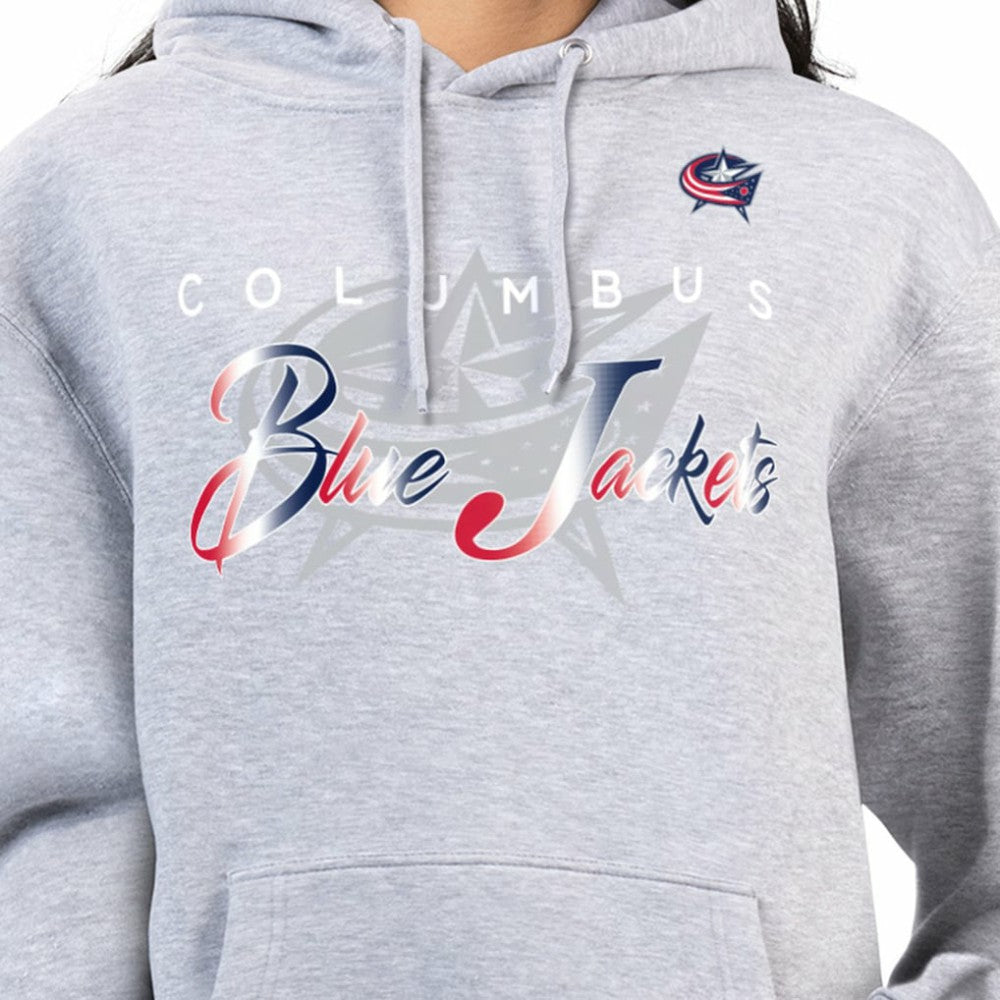 NHL Columbus Blue Jackets G-III 4Her by Carl Banks Women's Shadow Logo Fleece Hoodie - Gray