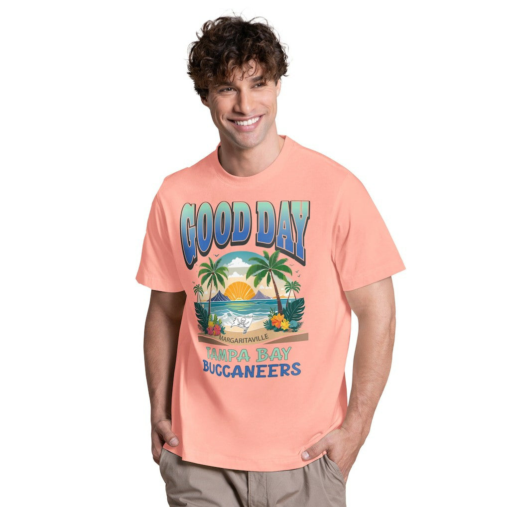 Tampa Bay Buccaneers Margaritaville Good Day T-Shirt Coral