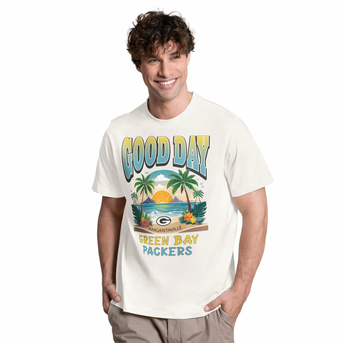 Green Bay Packers Margaritaville Good Day T-Shirt Cream
