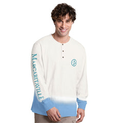 Pittsburgh Steelers Margaritaville Island Reserve Long Sleeve Slub Henley Shirt White/Light Blue