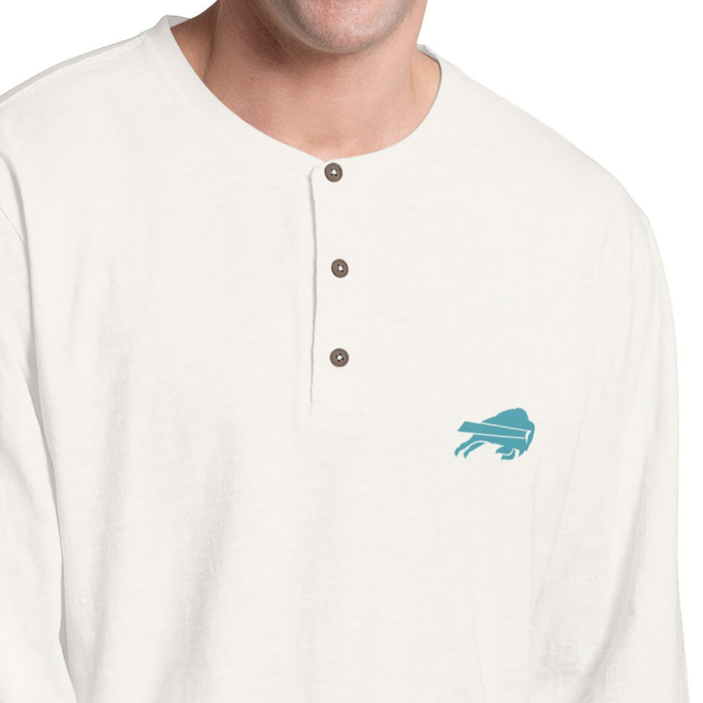 Buffalo Bills Margaritaville Island Reserve Long Sleeve Slub Henley Shirt White/Light Blue