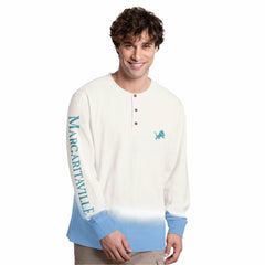 Detroit Lions Margaritaville Island Reserve Long Sleeve Slub Henley Shirt White/Light Blue