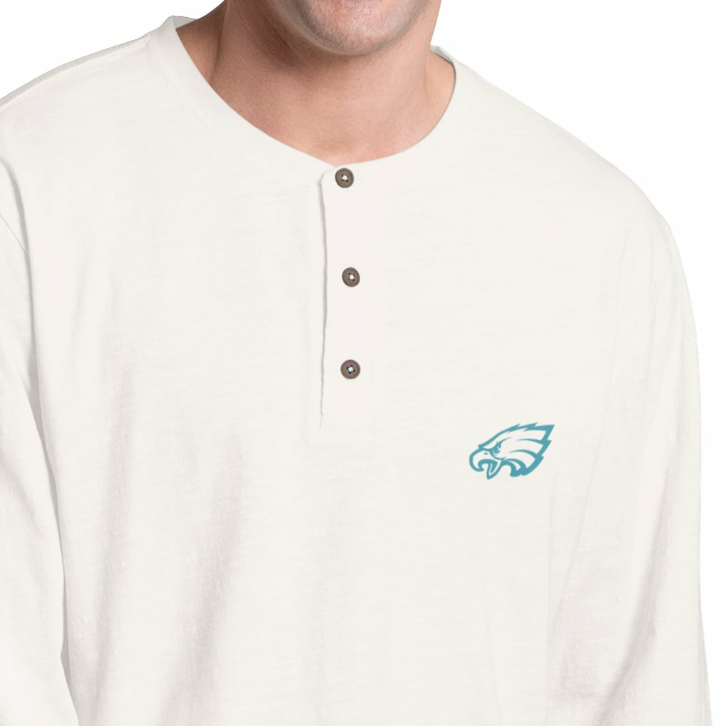 Philadelphia Eagles Margaritaville Island Reserve Long Sleeve Slub Henley Shirt White/Light Blue