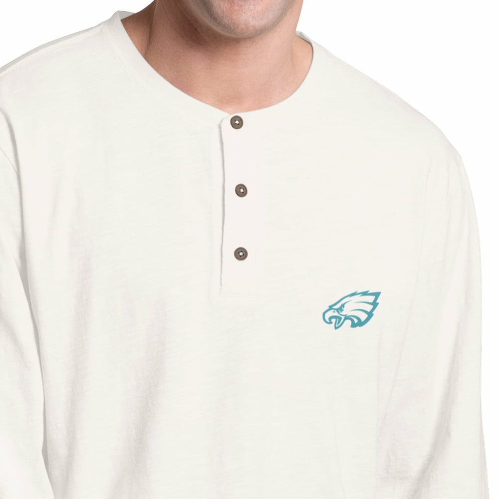 Philadelphia Eagles Margaritaville Island Reserve Long Sleeve Slub Henley Shirt White/Light Blue