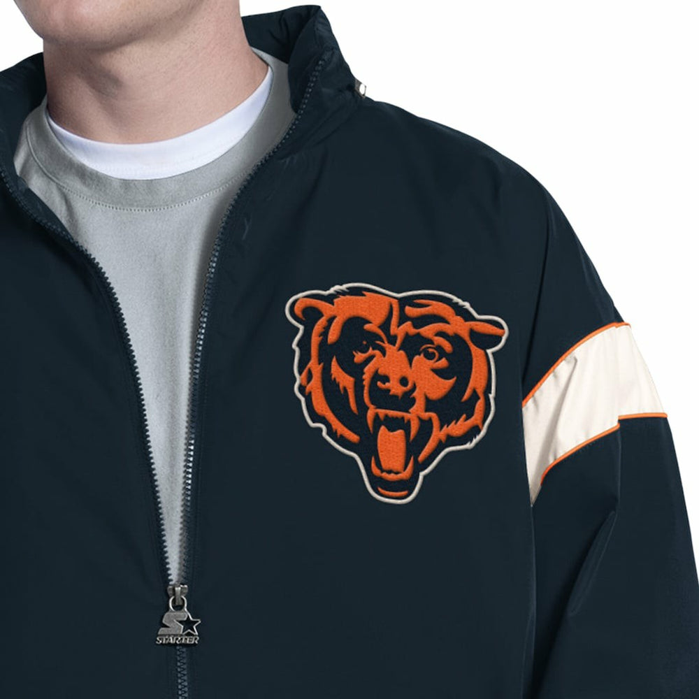 Chicago Bears Starter The Gust Full-Zip Hooded Jacket Navy