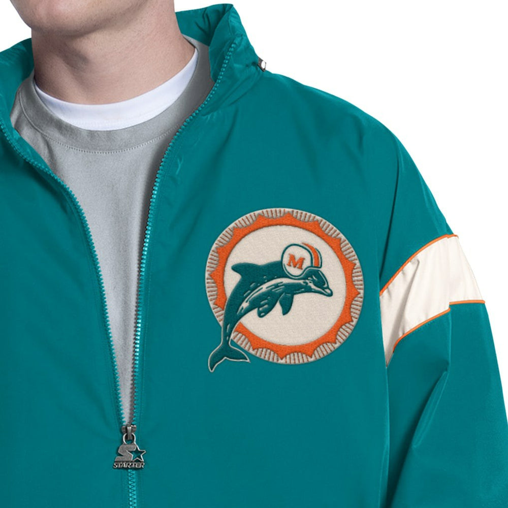 Miami Dolphins Starter The Gust Full-Zip Hooded Jacket Aqua