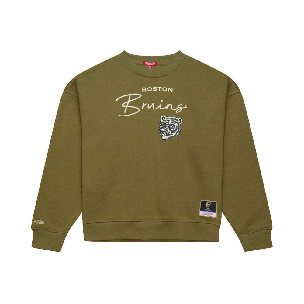 NHL Boston Bruins Mitchell & Ness Women's Fleece Sweatshirt - Hunter Green