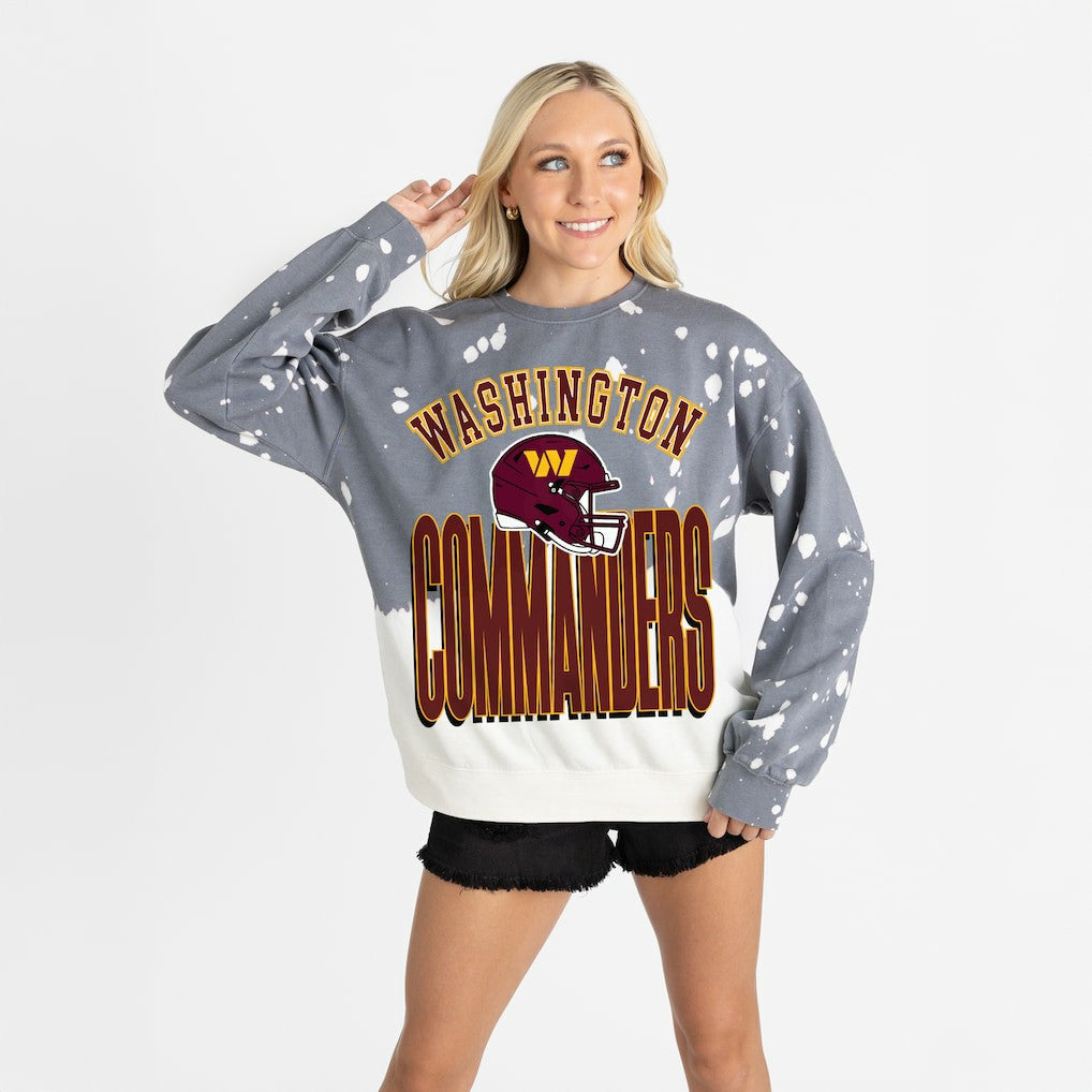 Washington Commanders Gameday Couture Women's Arch Rivals Faded Wash Sweatshirt Gray