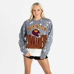 Washington Commanders Gameday Couture Women's Arch Rivals Faded Wash Sweatshirt Gray
