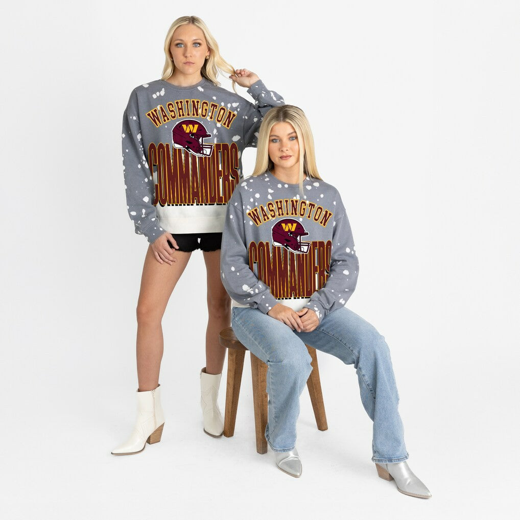 Washington Commanders Gameday Couture Women's Arch Rivals Faded Wash Sweatshirt Gray